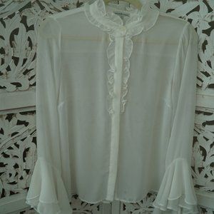 Charlotte Russe | Sheer ruffle button up blouse